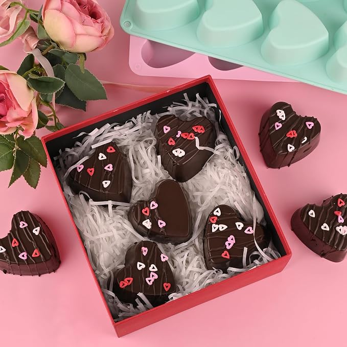 Sakolla 2 Pack 8 Cavity 2.7″ Heart Chocolate Molds Silicone | Food-grade - Image 2