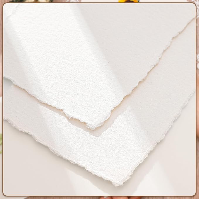 100 Sheets Deckled Edge Paper 4x6 inches, 160 GSM Handmade Paper, - Image 3