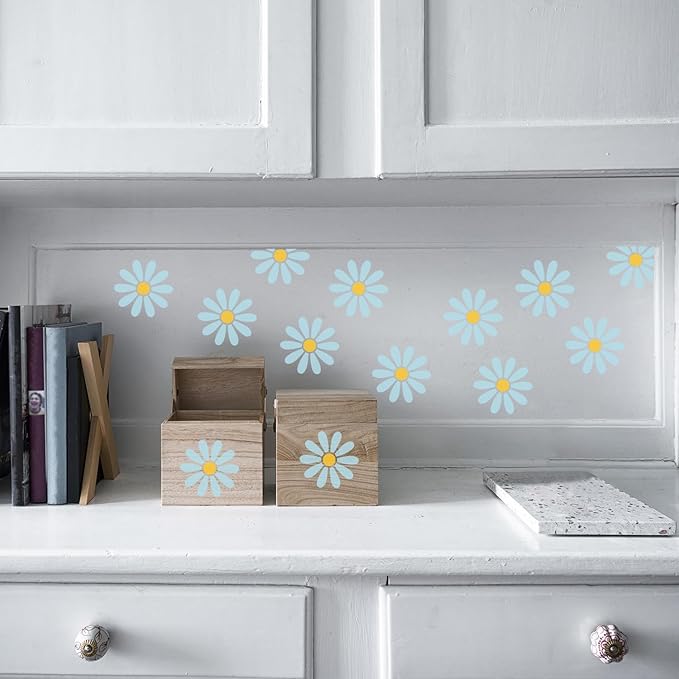 Flower Stencils for Painting Reusable 3” Flowers Stencil Floral Leaves Drawing Templates for Painting on Wood Fabric Canvas