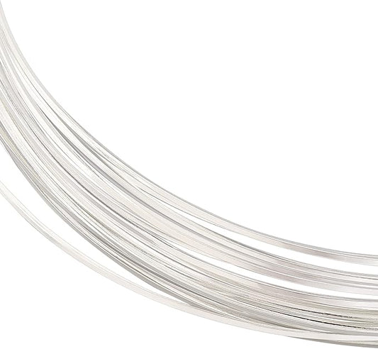 BENECREAT 23 Gauge 16 Feet Silver Square Copper Wire, Bendable Metal Craft Wire for Necklace Bracelet Making and Handmade Project