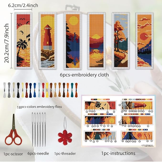 ORIGACH 6 Pcs Cross Stitch Bookmark Kit - Image 2