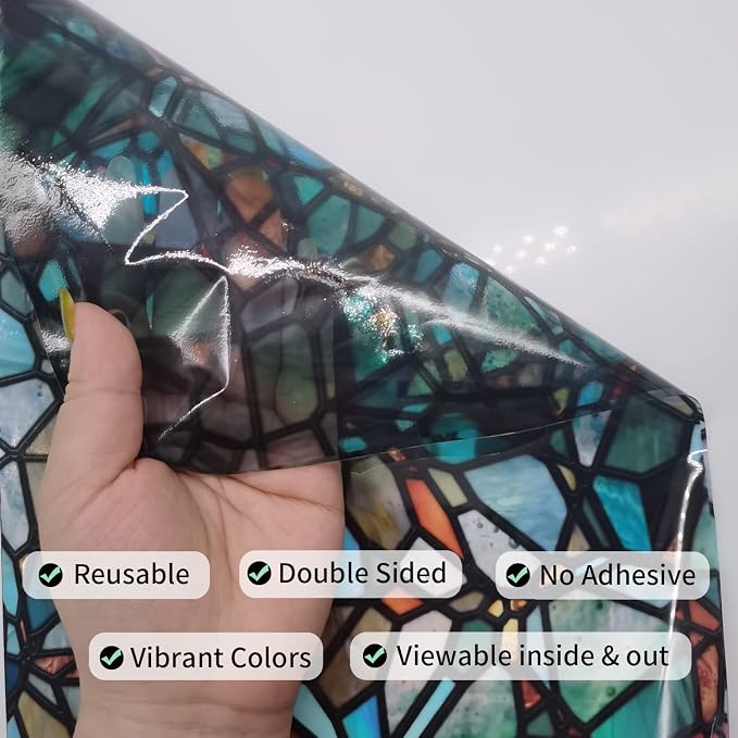 funlife Original Hand-Drawn Faux Stained Glass Window Film, Double-Sided Static - Image 4