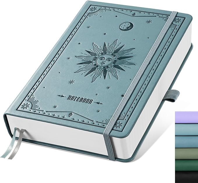 EMSHOI Graph Grid Journal Notebook, 320 Pages, A5 Size | Leather Hardcover by EMSHOI