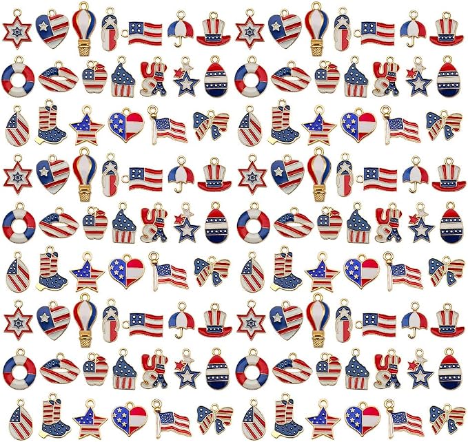 WOCRAFT 120pcs Assorted Enamel Bracelet 4th of July Independence Day American by WOCRAFT