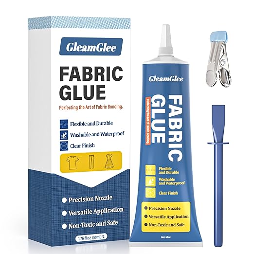 Fabric Glue, Permanent Extra Strong Clear Washable Fabric Adhesive by GleamGlee