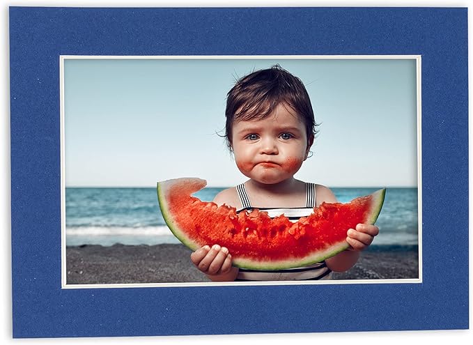11x14 Mat for 8.5x11 Photo - Precut Bottle Blue Picture Matboard for Frames 11 x 14 Inches - Bevel Cut to Display Art 8.5 x 11 Inches - Acid Free Pack of 100 MATS with Backing Boards & Clear Bags