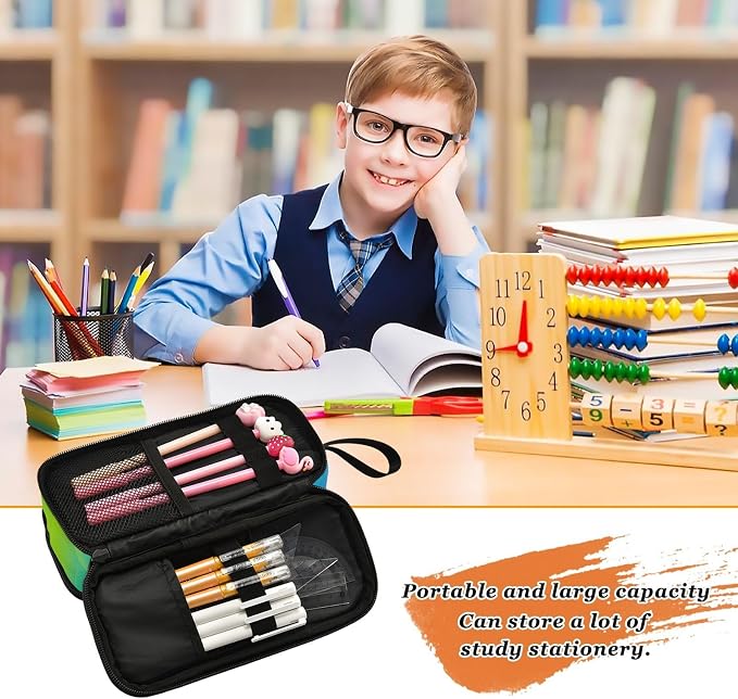 Soccer Football on Field Pencil Case Box Boys Girls Large Pencil Pouch - Image 7