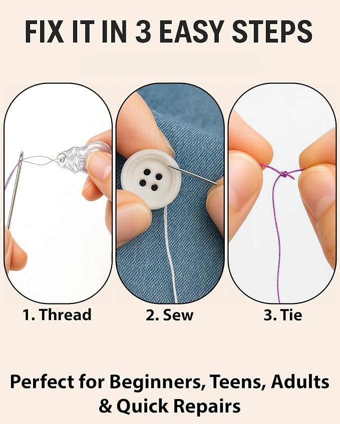 Beginner Hand Sewing Kit with Portable Case – Sewing Supplies - Image 7