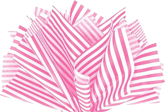 Flexicore Packaging Hot Pink Pin Stripe Print Gift Wrap Tissue Paper Size: 15 Inch X 20 Inch | Count: 100 Sheets | Color: Hot Pink Pin Stripe