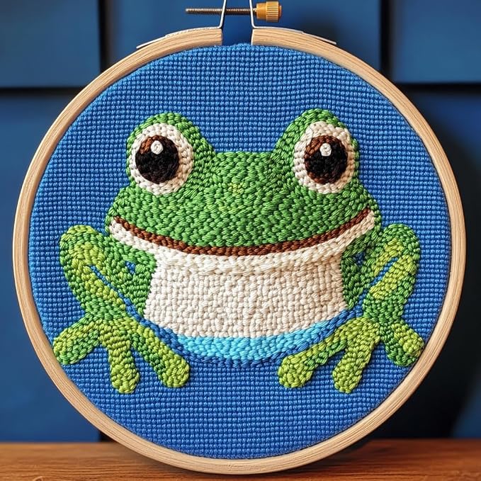 DIY Punch Needle Kits A Cartoon Cute Green Frog Easy by Unknown