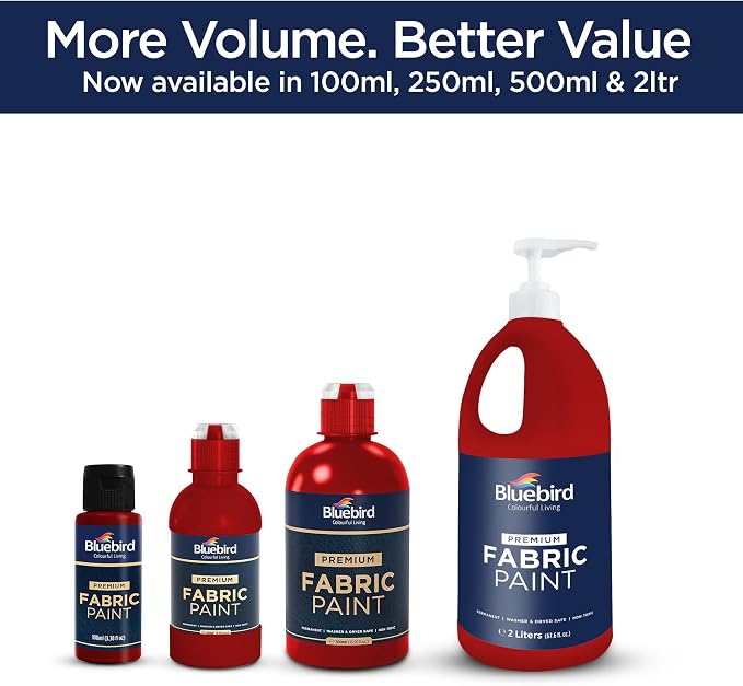 BLUEBIRD Fabric Paint, Blood Red, 67.6 Fl Oz, Permanent Fabric Paints - Image 7
