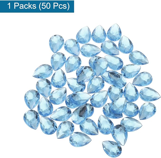 MECCANIXITY 50PCS Flat Back Acrylic Teardrop Gems 18x25mm Artificial Rhinestones - Image 3