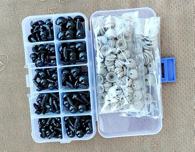 120 Pieces Locking Crochet Stitch Markers for Crocheting Knitting Clip Yarn Row Markers Tapestry Needles and 300 Pieces Safety Eyes