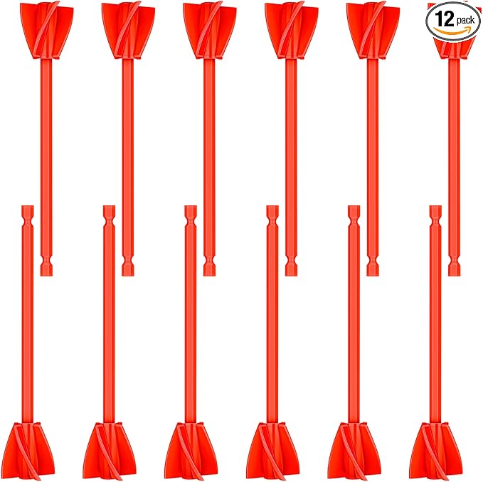 12 Pieces Paint Mixer Drill Attachment,Helix Paint Mixer Resin Drill Mixer Paint Stirrers Drill Attachment for 1 Gallon of Paint Epoxy Resin Silicone Jewelry Casting Molds (Red)