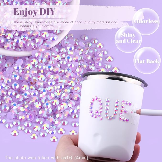 6000PCS 4mm Resin Jelly Rhinestones in Bulk, Bedazzling Flatback Crystals - Image 4