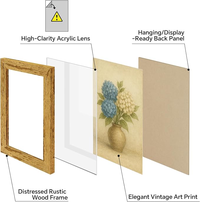 puthiac 5x7 Rustic Farmhouse Picture Frame, Natural Pine, 1 Pack | Distressed - Image 2
