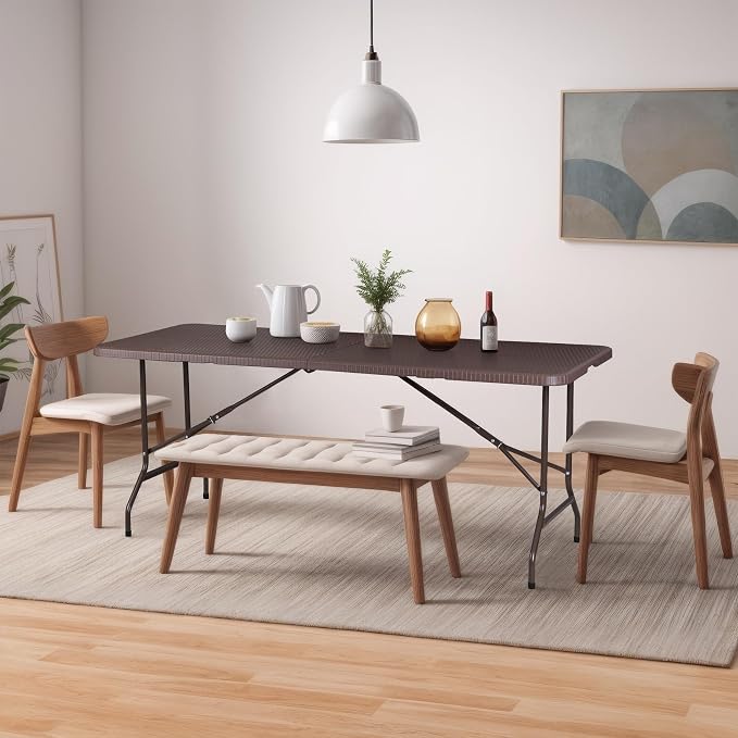 SUPER DEAL 6FT Folding Table for Indoor Outdoor, Portable Heavy Duty - Image 2