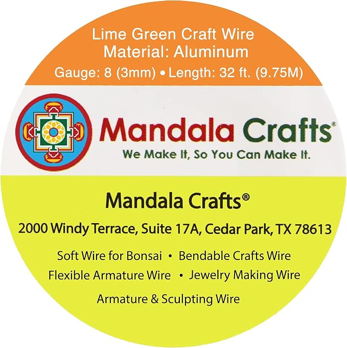 Mandala Crafts 8 Gauge Lime Green Anodized Aluminum Craft Wire, 32 FT | Colored - Image 3