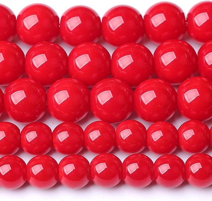 4MM Coral Red Glass Beads Natural Stone Crystal Energy Round Loose Beads for Jewelry Making Bracelet 180pcs 2 Strands 32"