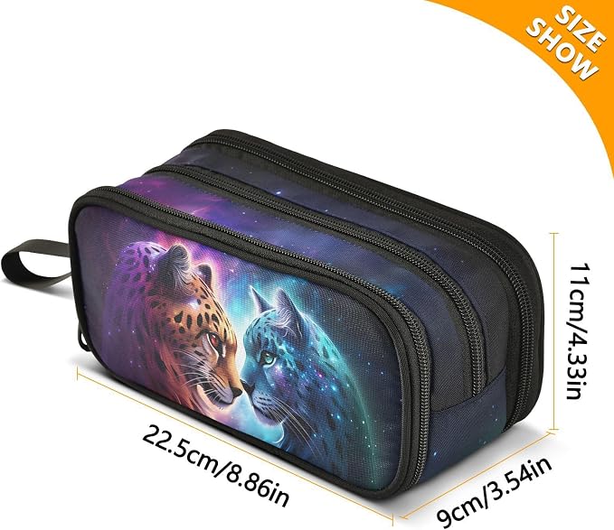 Cheetah Tiger Galaxy Pencil Case Box Boys Girls Large Pencil Pouch Zipper - Image 7