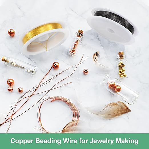 0.4 mm/26 Gauge Copper Wire for Jewelry Making, 30.2FT Copper Beading Craft Wire for Jewelry/Weaving/DIY Crafting/Planting, Color-Retaining [9.2M, KC-Gold]