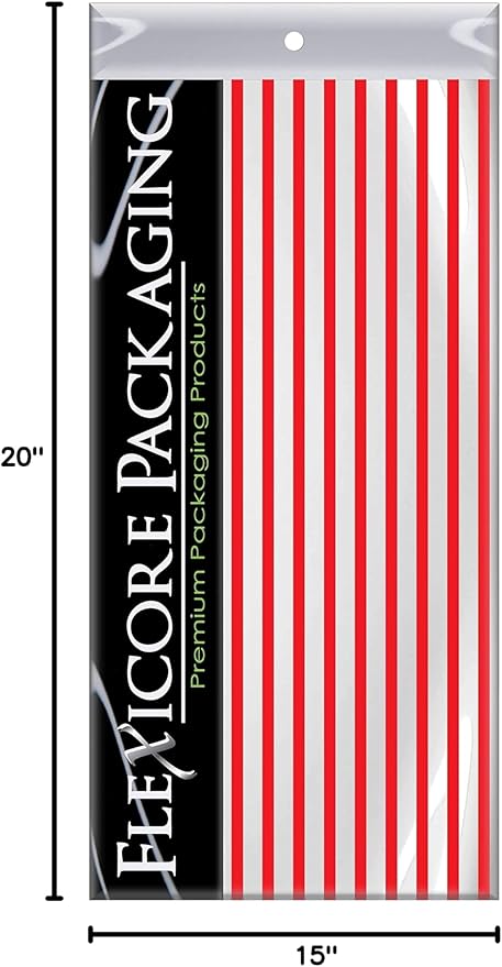 Flexicore Packaging Red Pin Stripe Print Gift Wrap Tissue Paper Size: 15 Inch X 20 Inch | Count: 100 Sheets | Color: Red Pin Stripe