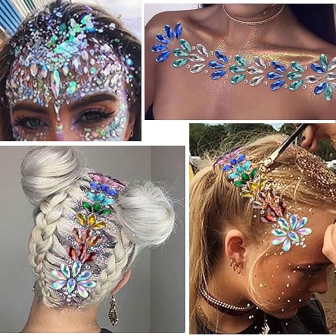 1000pcs Mixed Sizes AB Craft Gemstone Flatback Acrylic Rhinestones Face Gems - Image 3