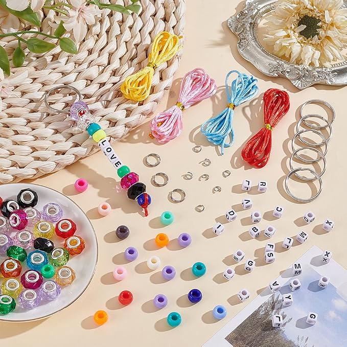 CRAFTYMELODY 606Pcs DIY Keychain Making Crafts Kits Beaded Keychain Making Kit - Image 5