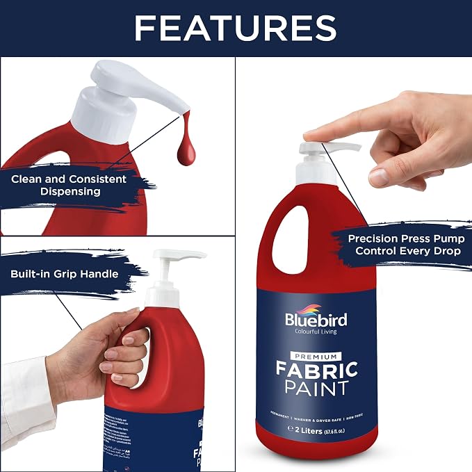 BLUEBIRD Fabric Paint, Blood Red, 67.6 Fl Oz, Permanent Fabric Paints - Image 4