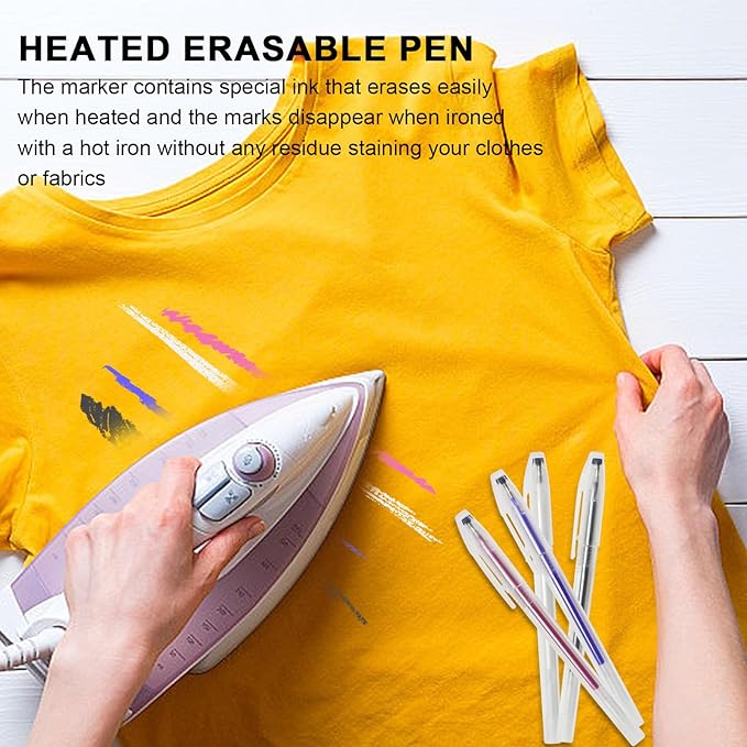 20 Pcs Heat Erasable Pens for Fabric 4 Colors Heat Erasable Fabric Marking Pens for Sewing Quilting Embroidery Dressmaking
