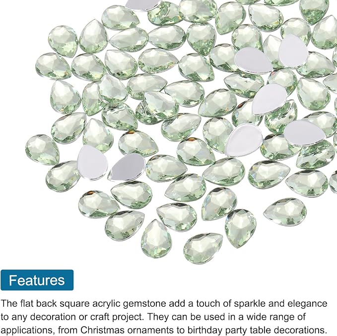 MECCANIXITY 50PCS Flat Back Acrylic Teardrop Gems 10x14mm Artificial Rhinestones - Image 4