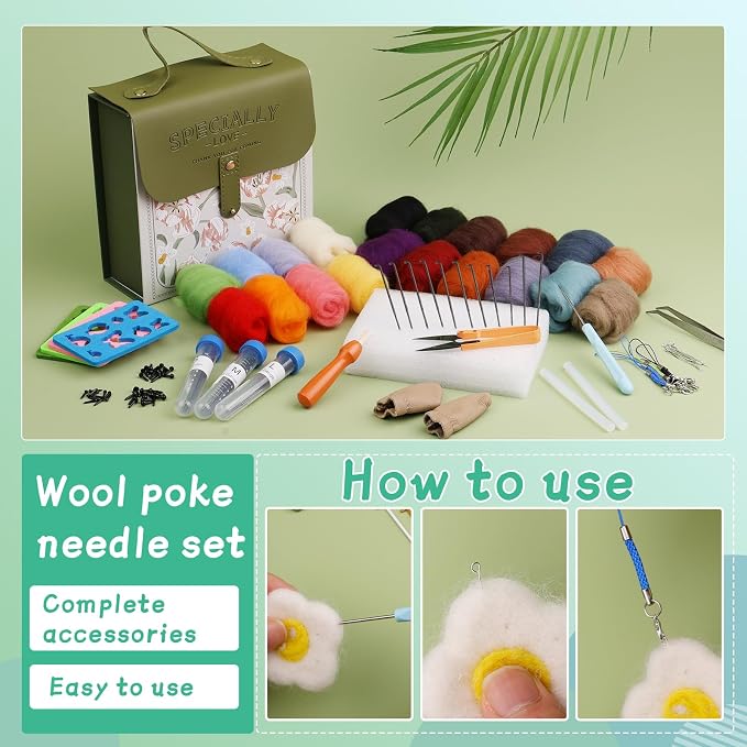 Mayboos Needle Felting Kit, Wool Roving 20 Colors Set, Wool Felting Kit Felt - Image 5