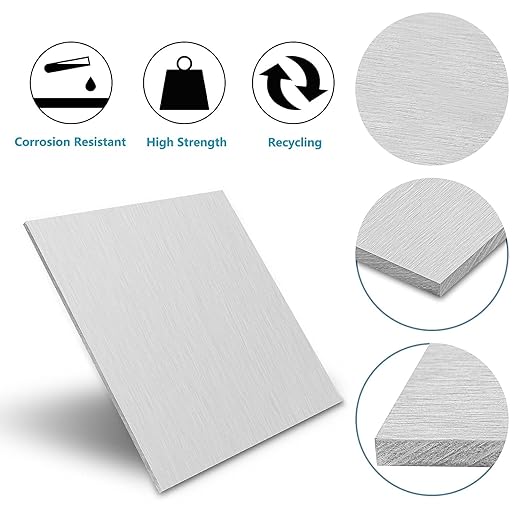 2PCS 6061 Aluminum Sheet Plate, 10" x 14" x 1/8" Thickness Heavy Duty Aluminum Sheets Plates with Protective Film, Rectangle Aluminum Plate Solid Metal Sheet Plate for DIY Projects Base Plate