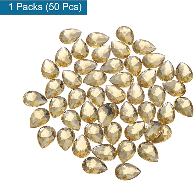 MECCANIXITY 50PCS Flat Back Acrylic Teardrop Gems 18x25mm Artificial Rhinestones - Image 3