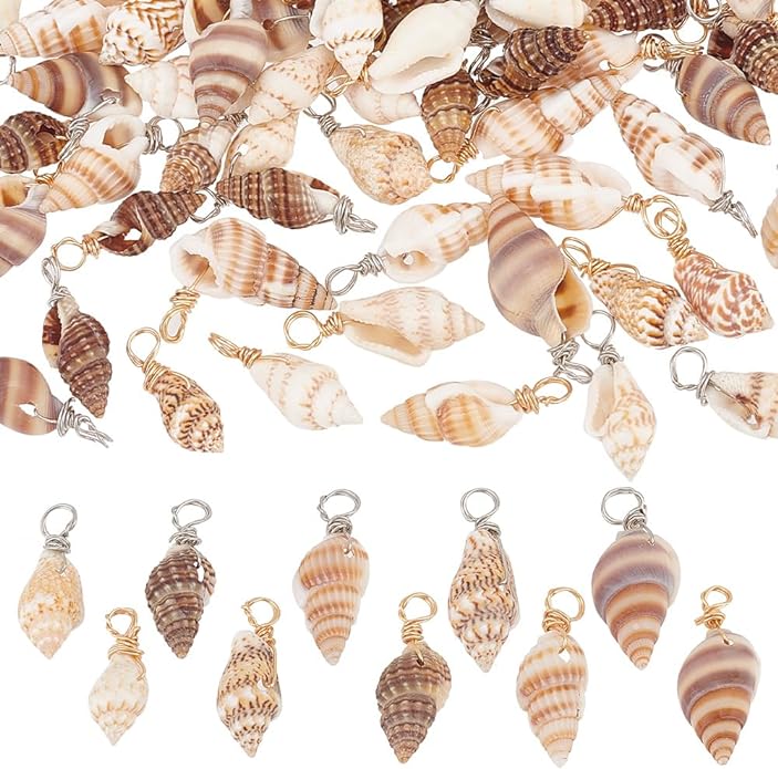 PH PandaHall Shell Pendants Spiral Seashells Craft Charms Cowrie Sea Shells by PHPandaHall
