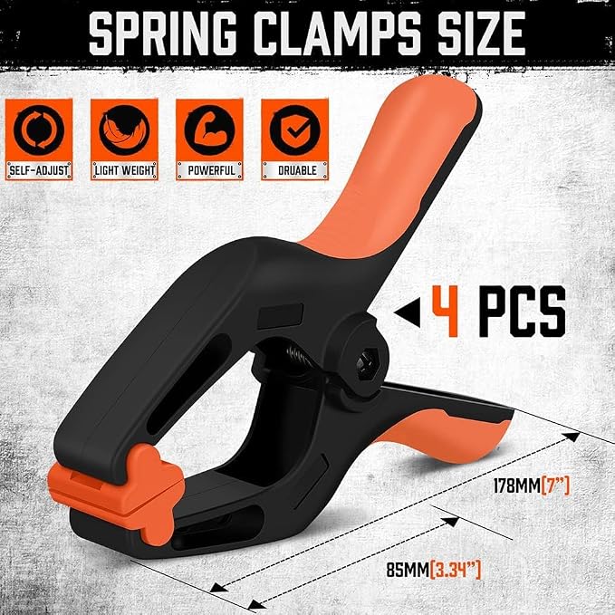 HORUSDY 4-Pack Spring Clamps Heavy Duty, 7-inch Large Plastic Clamps - Image 3