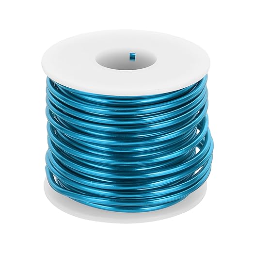 MECCANIXITY 9 Gauge Anodized Aluminum Craft Wire Bendable Bonsai Training Wire 56 Feet 3mm for Sculpting Crafts Wreath Floral Beading Jewelry Making, Blue