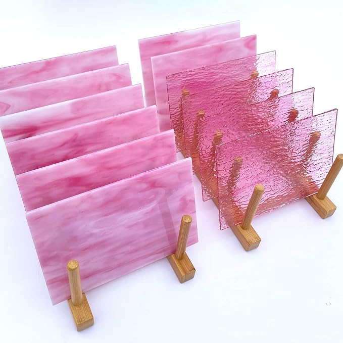 LITMIND 12 Sheets Pink Stained Glass Variety Pack – 6 x 4 Inch Opaque & - Image 2