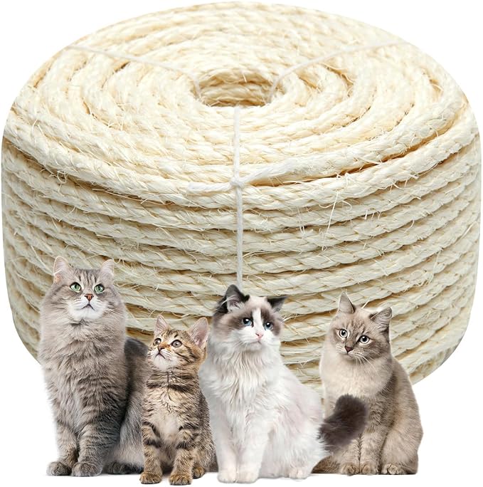 Natural Sisal Rope 1/4 Inch 6mm 164-Feet by Juomid