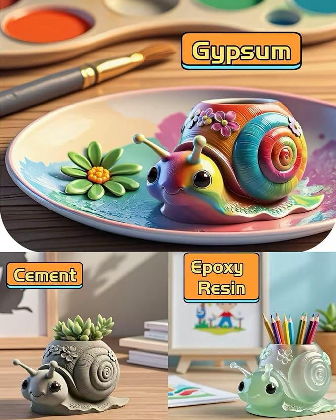 Animal Resin Molds Silicone 3D Cute Snail Epoxy Resin Plaster Candle Holder Wax Molds for Candle Making, Art Crafts DIY Unique Display Home Decor