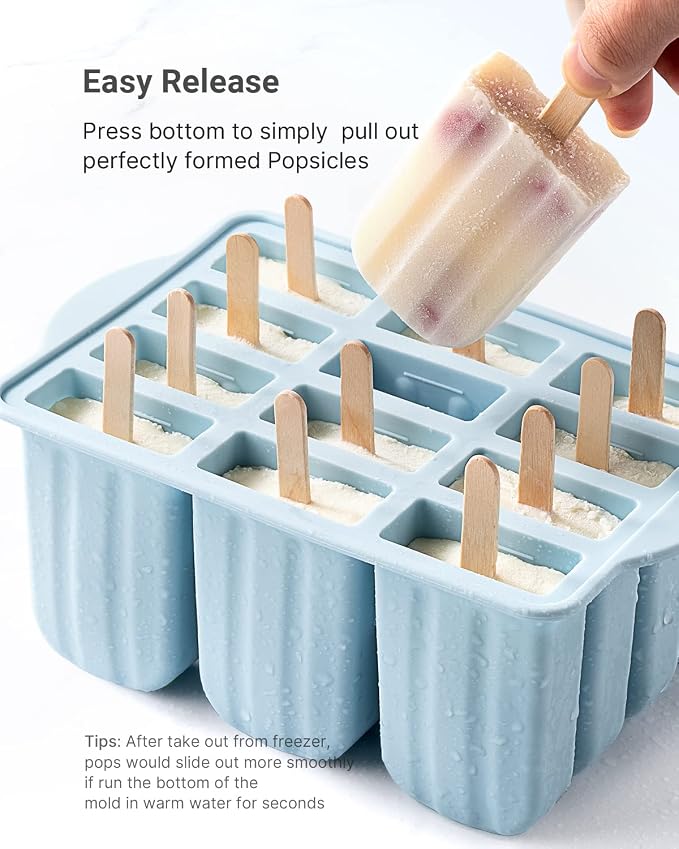 Popsicles Molds, MEETRUE 12 Pieces Silicone Popsicle Molds Easy-Release - Image 4