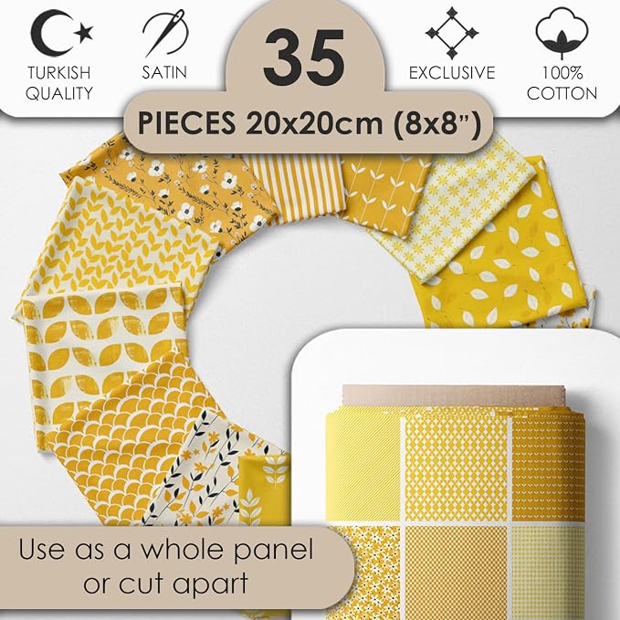 Cotton Satin Patchwork Fabric Panel – 35 Designs, 20×20 cm Squares, Single - Image 2
