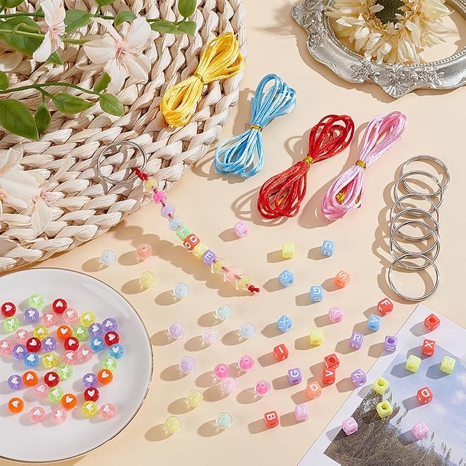 CRAFTYMELODY 606Pcs DIY Keychain Making Crafts Kits Beaded Keychain Making Kit - Image 5