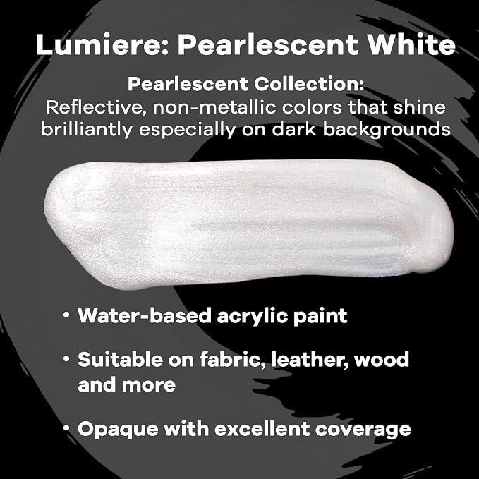 Jacquard Lumiere 8oz Fabric Paint Pearlescent White - Image 2