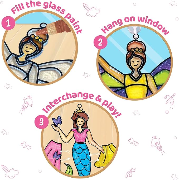 Imagimake Window Art Princess | Unicorn & Mermaid Suncather Kit | 16 Pieces - Image 3