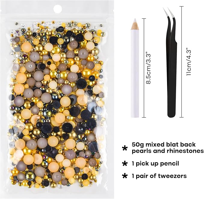 ASTARON 50g Mix Flatback Rhinestones Half Pearls - Image 2