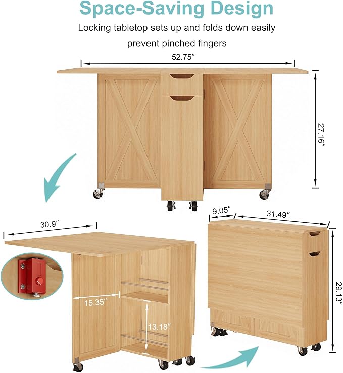 3imothrix Folding Dining Table, Dinner Table - Image 6