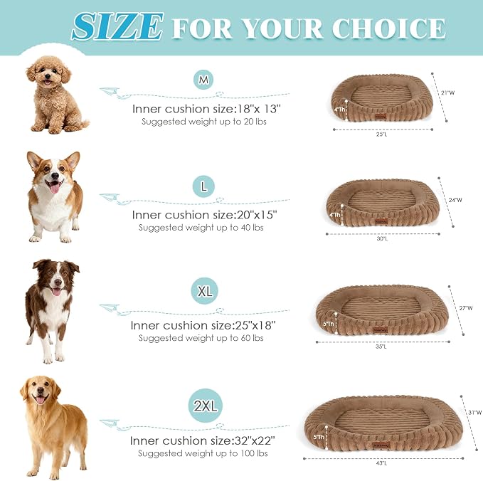 Cute Washable Dog Bed for Medium Large Dogs, Calming Furry Bolster Dog Bed - Image 5