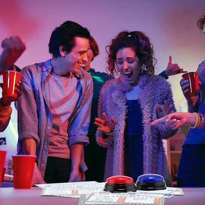 Halloween Party Friendly Feud Game with 2 Answer Buzzers, Team Building Feud Cards for Holiday Game Night Fun Trivia Quiz for Groups Office Class
