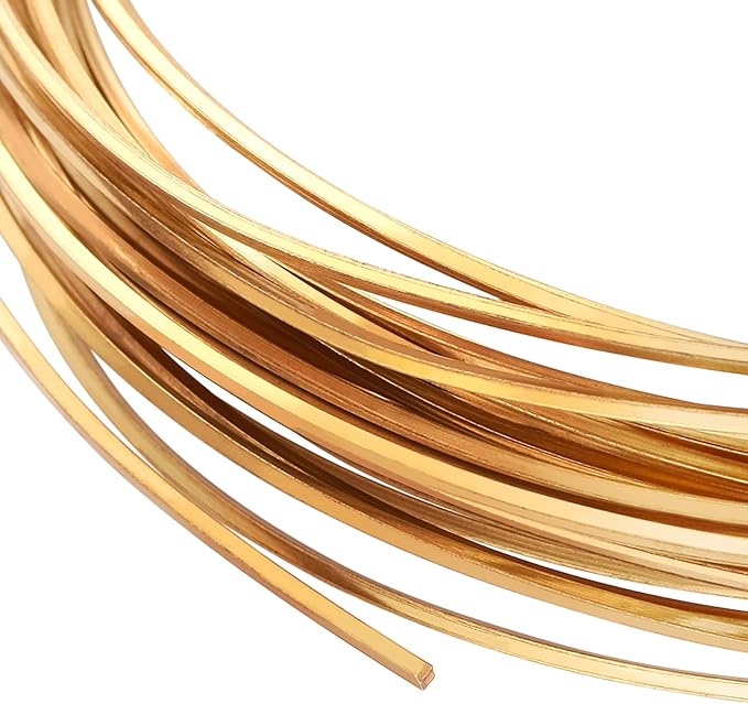 BENECREAT 20 Gauge 33 Feet Square Copper Wire Half Hard Yellow Brass Wire for Jewelry Beading Craft Work